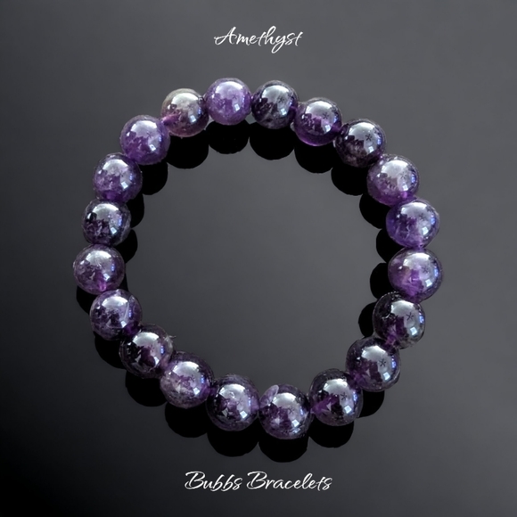 Amethyst Bracelet Rare Natural Stones 10mm Women's Bracelet - Picture 2 of 3